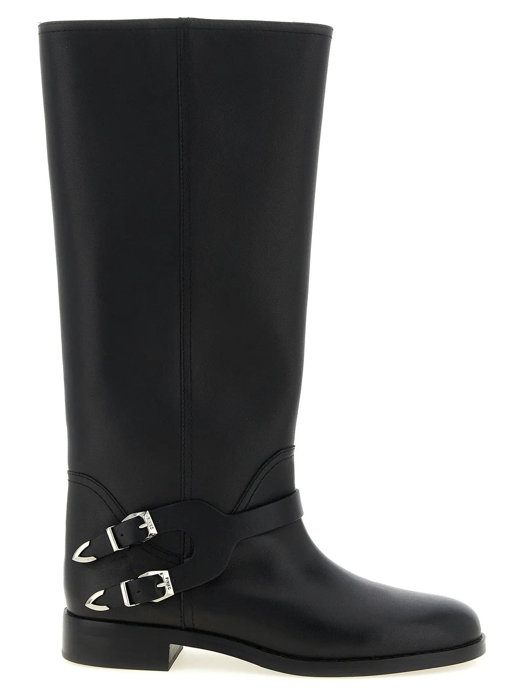 Bottes hautes en cuir de vachette noir PINKO