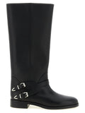 Bottes hautes en cuir de vachette noir PINKO