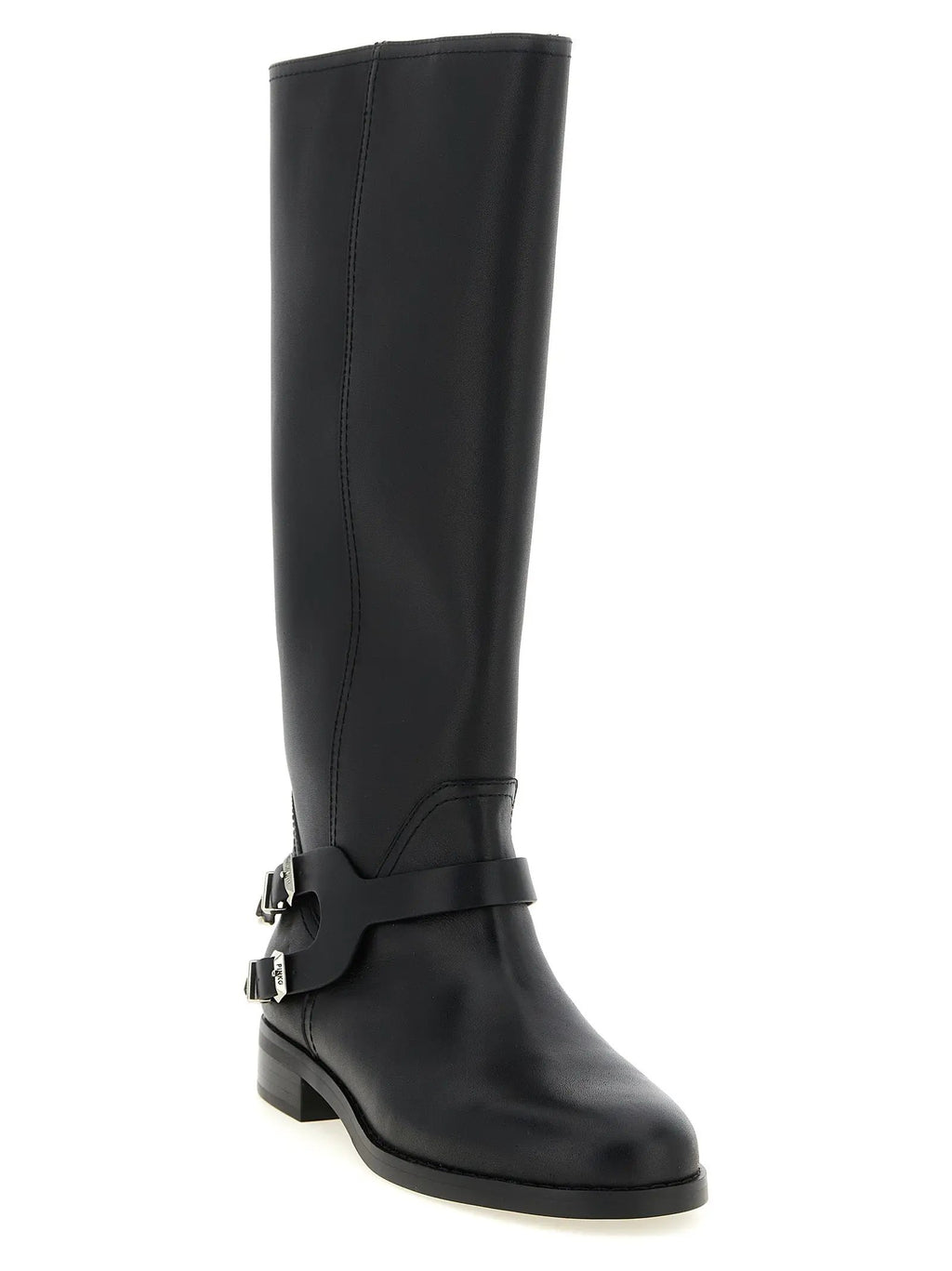 Bottes hautes en cuir de vachette noir PINKO