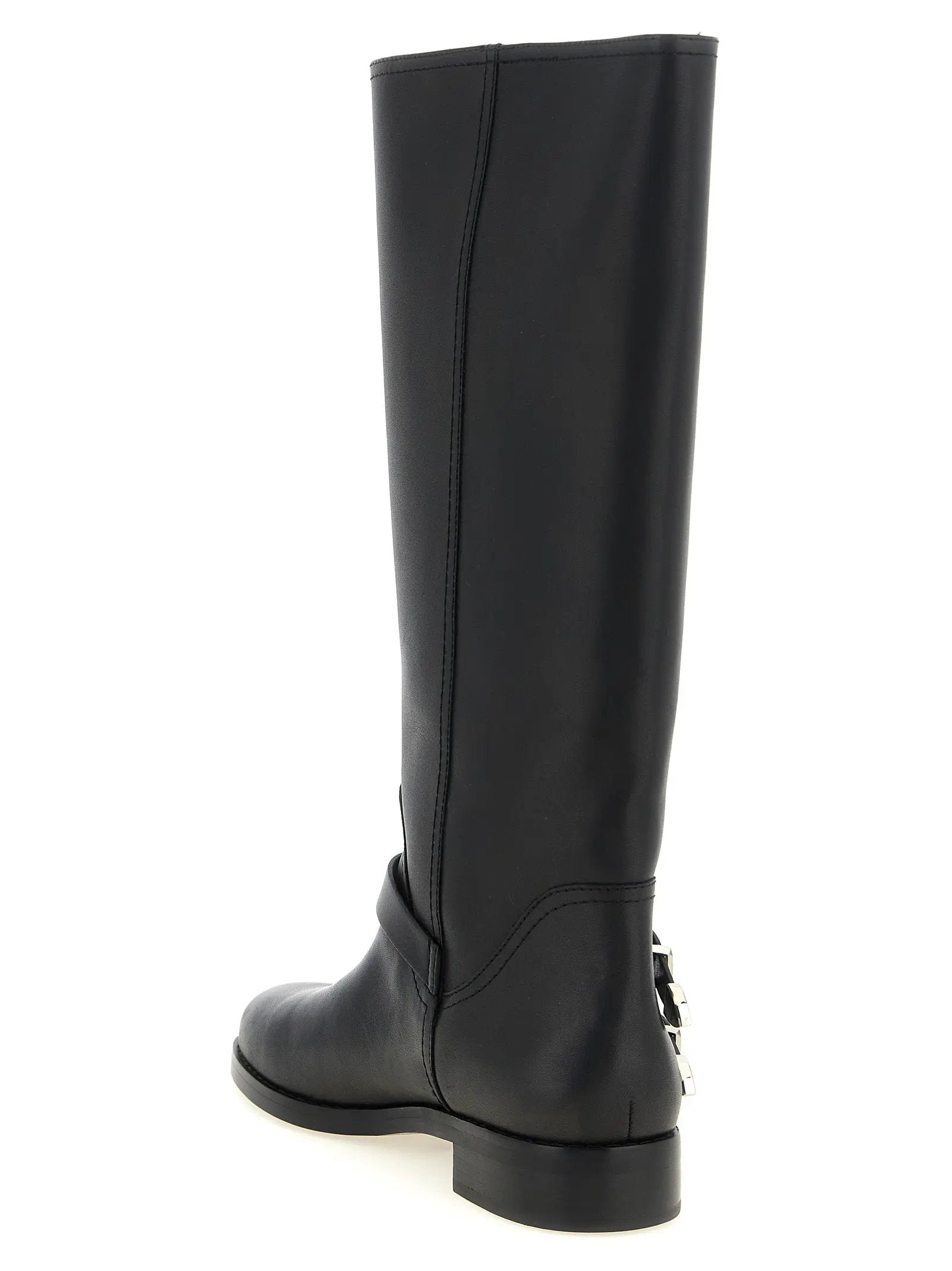 Bottes hautes en cuir de vachette noir PINKO