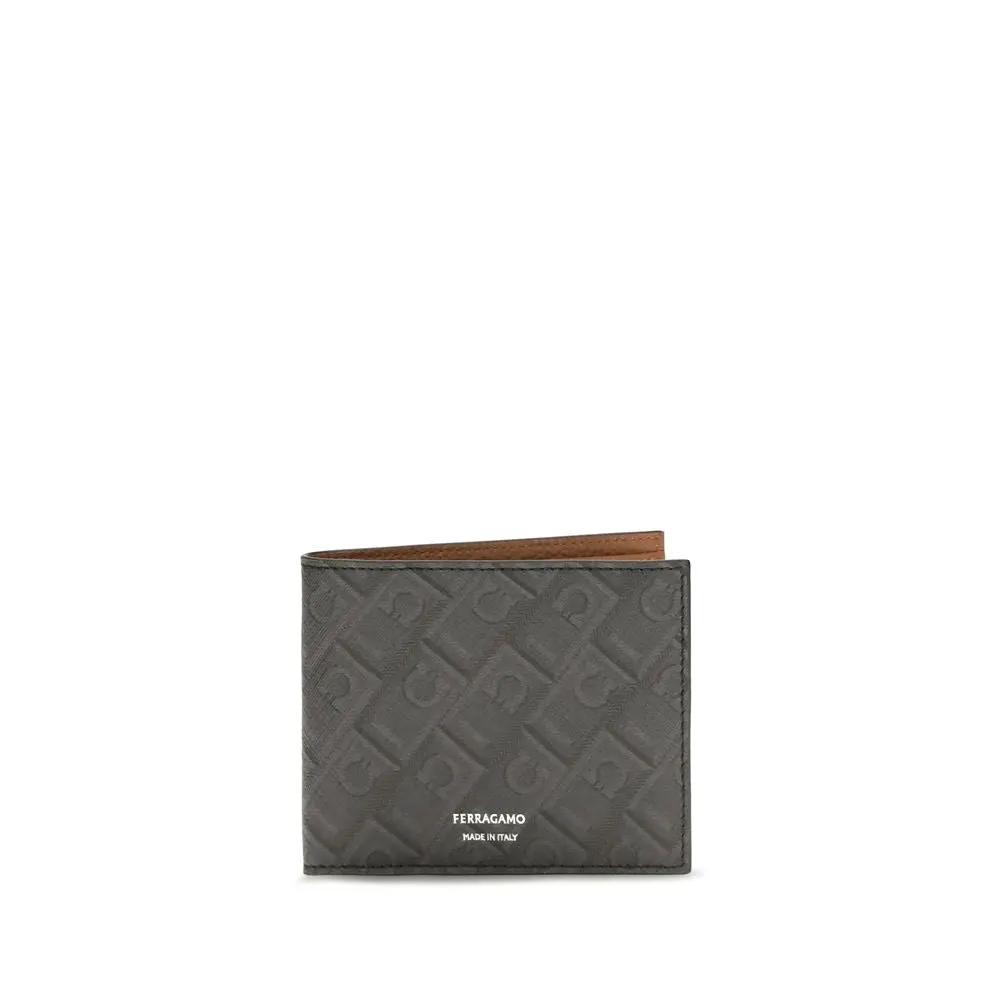 Portefeuille Ferragamo en cuir de veau gris Bos Taurus