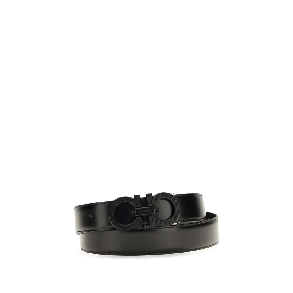 Ceinture Ferragamo en cuir de veau noir Bos Taurus, taille standard
