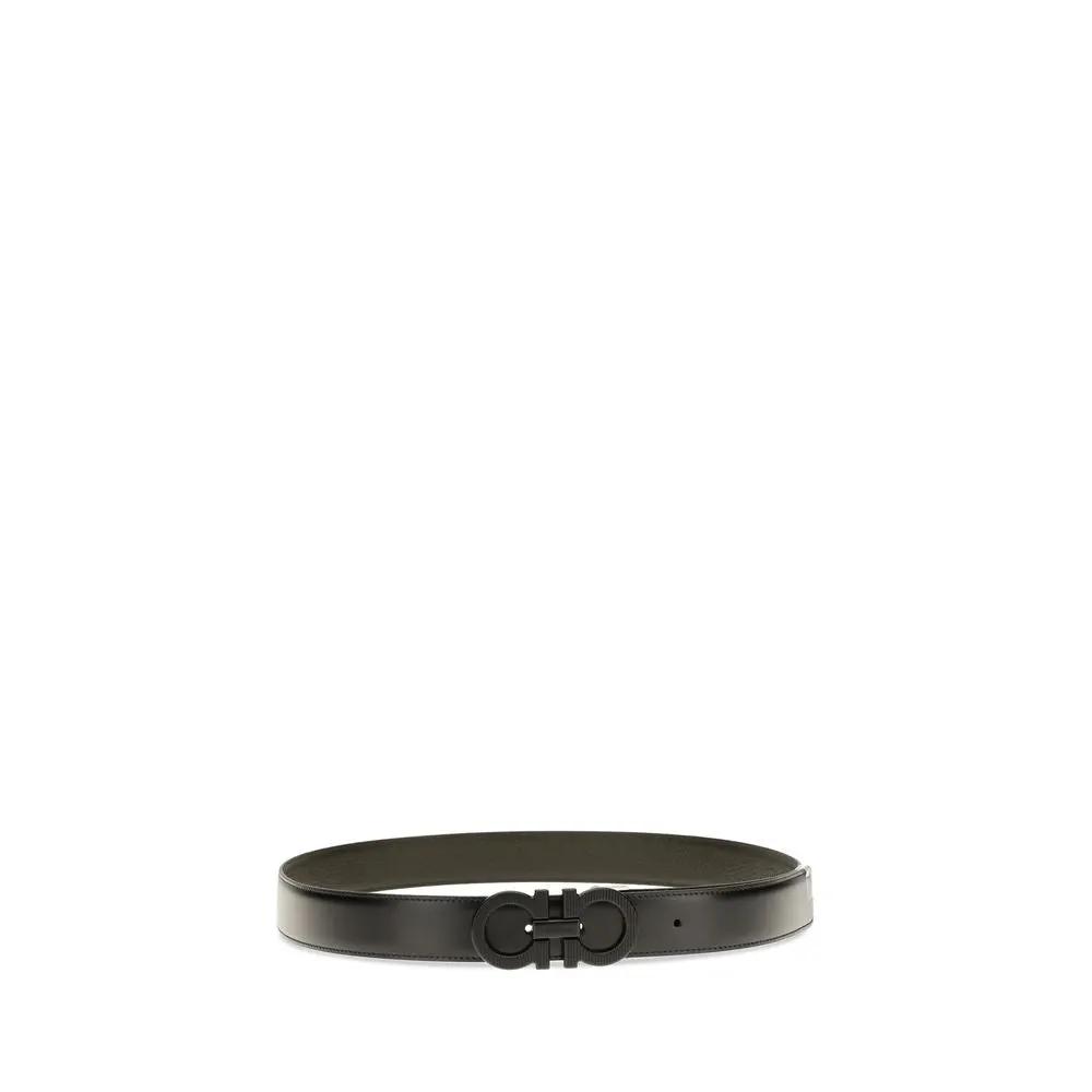 Ceinture Ferragamo en cuir de veau noir Bos Taurus, taille standard
