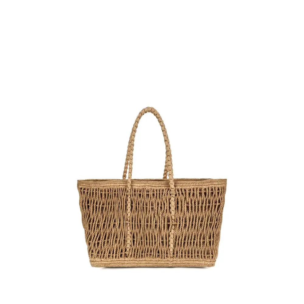 Sac bandoulière The Row en raphia beige