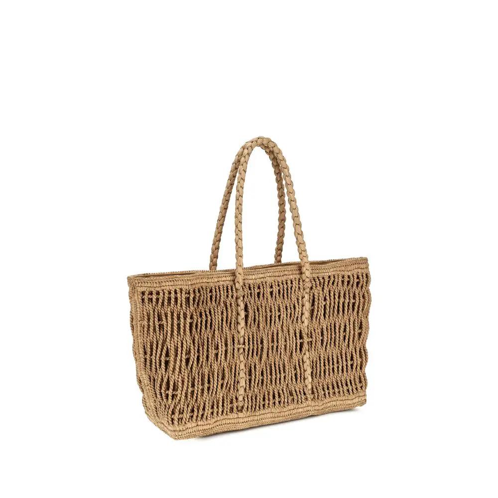 Sac bandoulière The Row en raphia beige