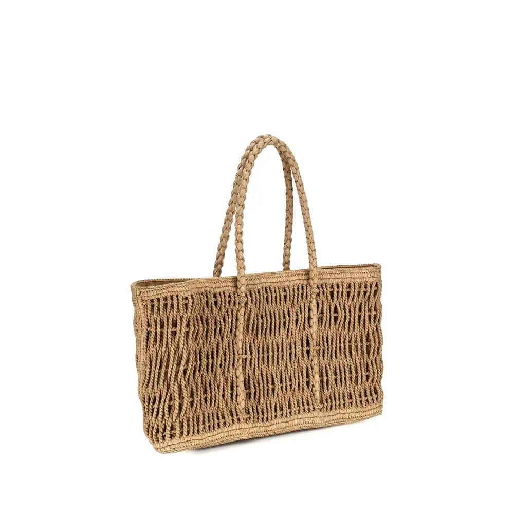 Sac bandoulière The Row en raphia beige