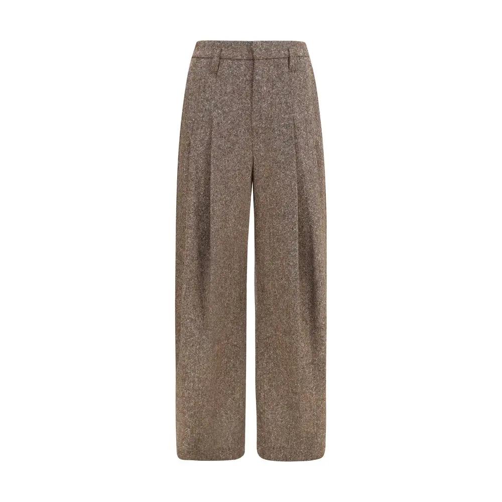 Brunello Cucinelli Brown Wool Oves Aries Casual Pants