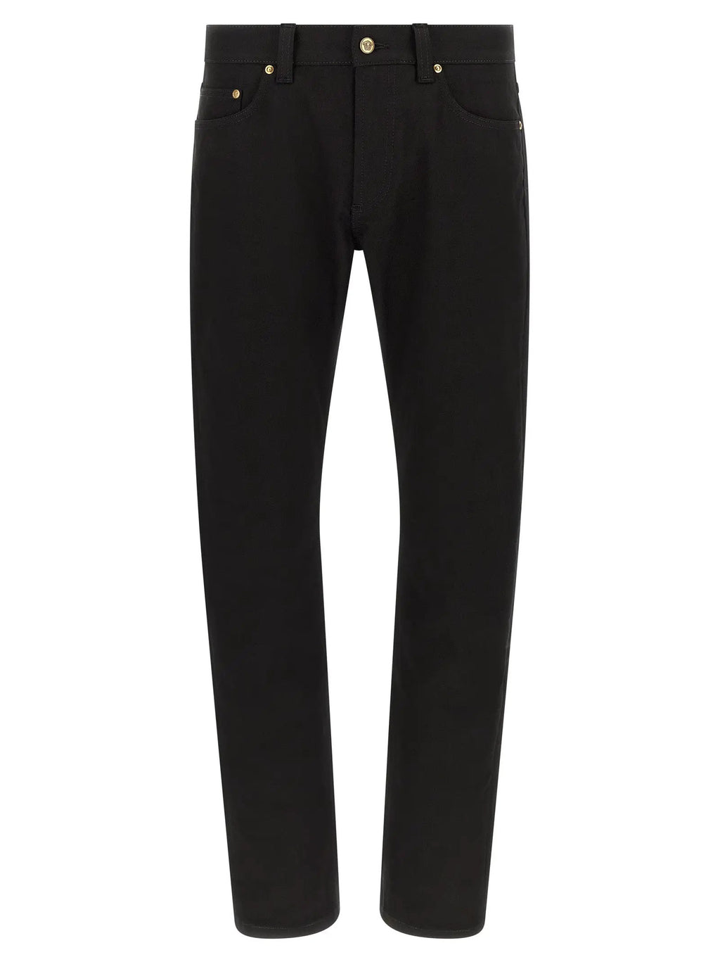 Versace Black Cotton Straight-Leg Jeans