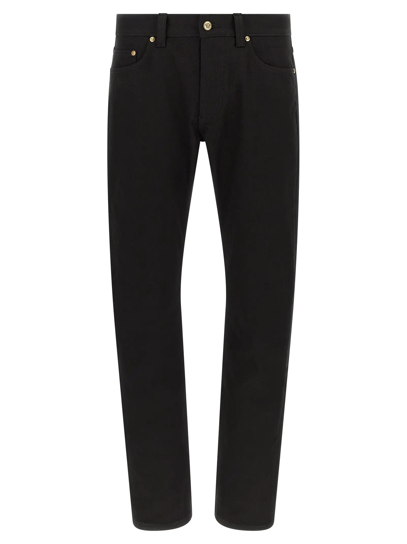 Versace Black Cotton Straight-Leg Jeans
