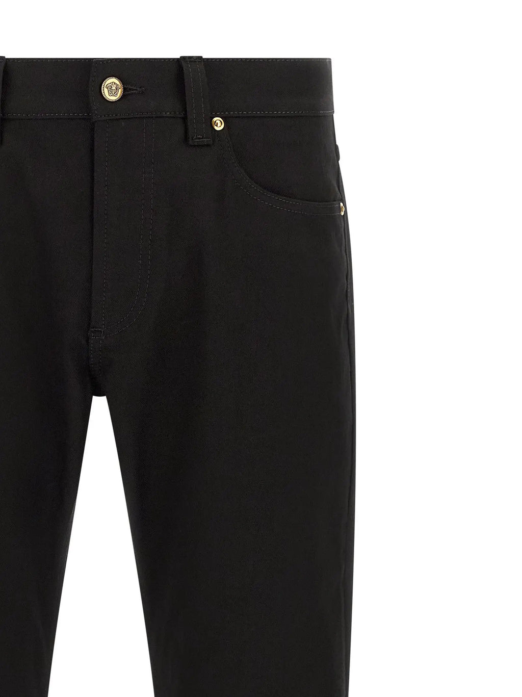 Versace Black Cotton Straight-Leg Jeans