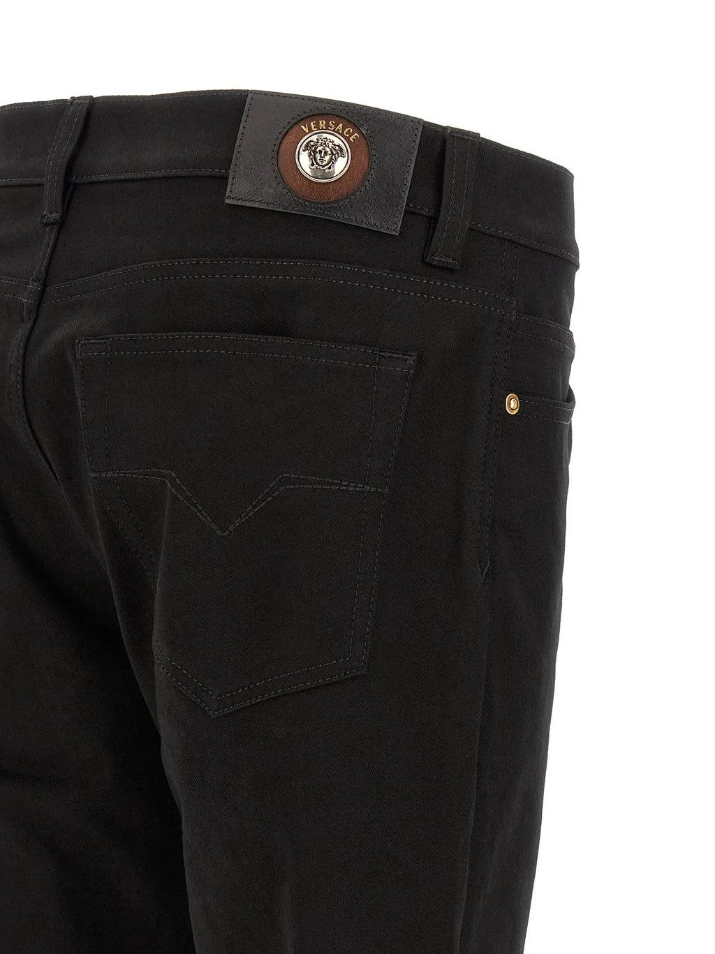 Versace Black Cotton Straight-Leg Jeans
