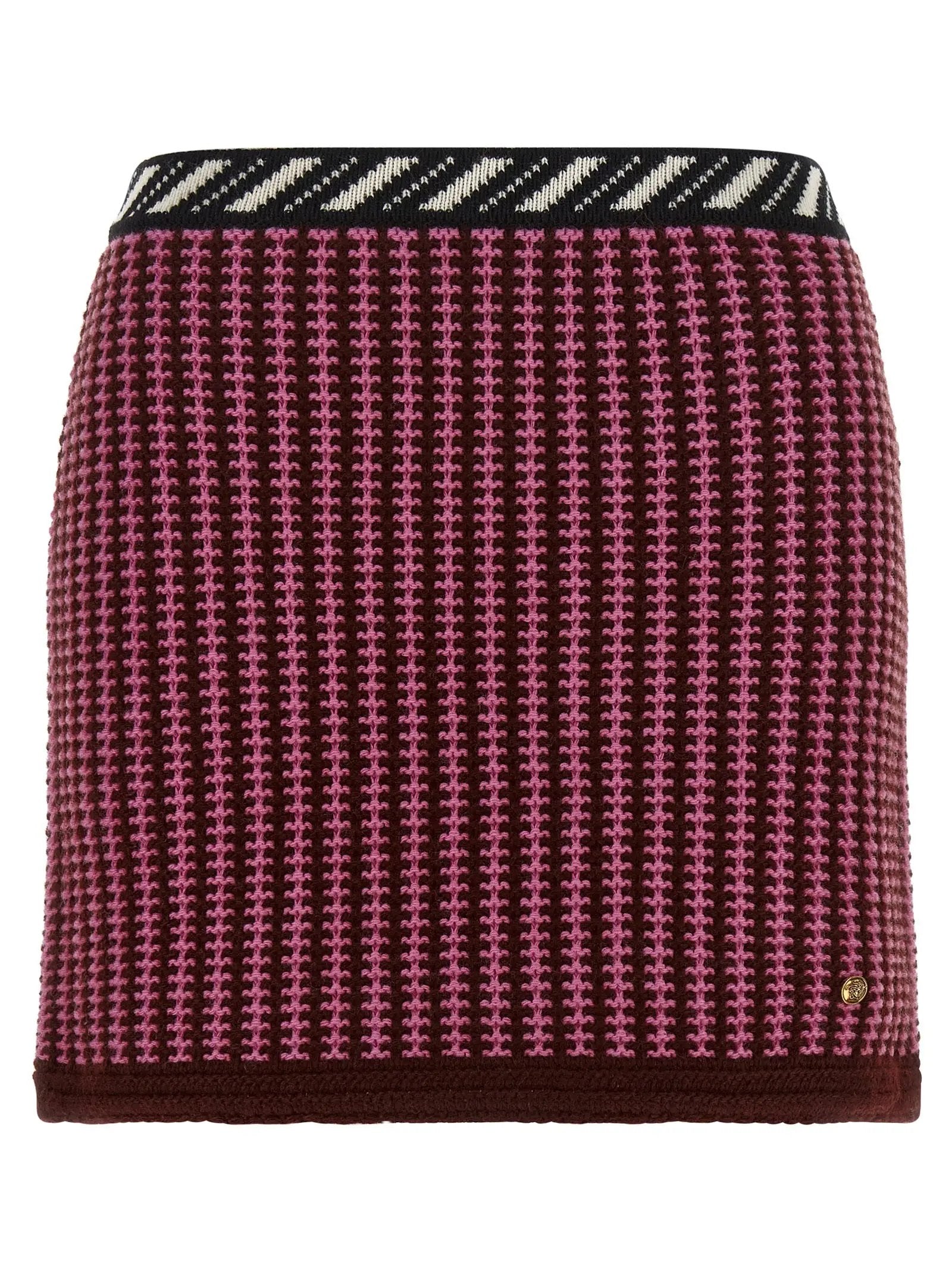 Versace Multicolor Virgin Wool Long Skirt