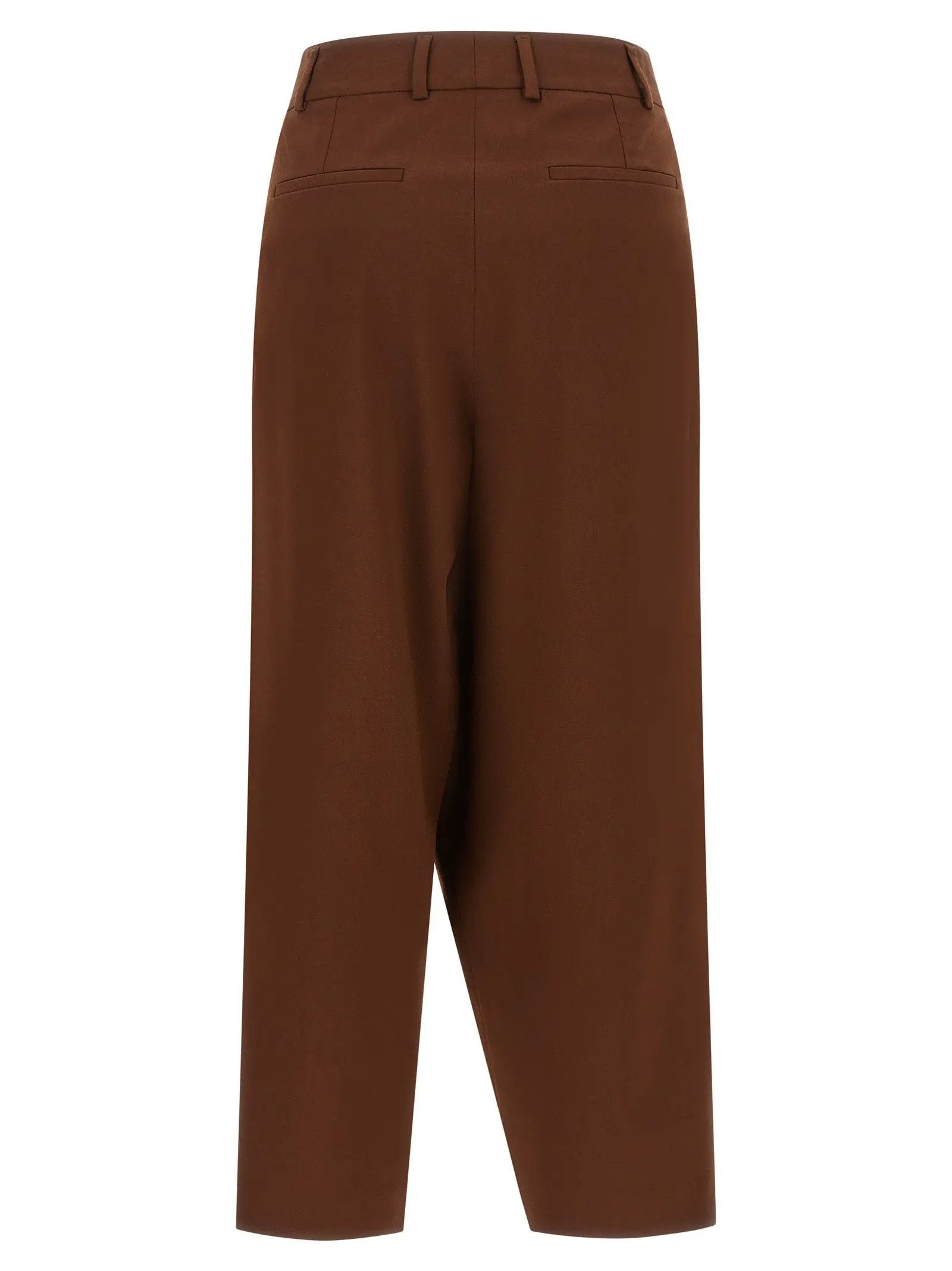 Alberto Biani Brown Wool Cropped Pants