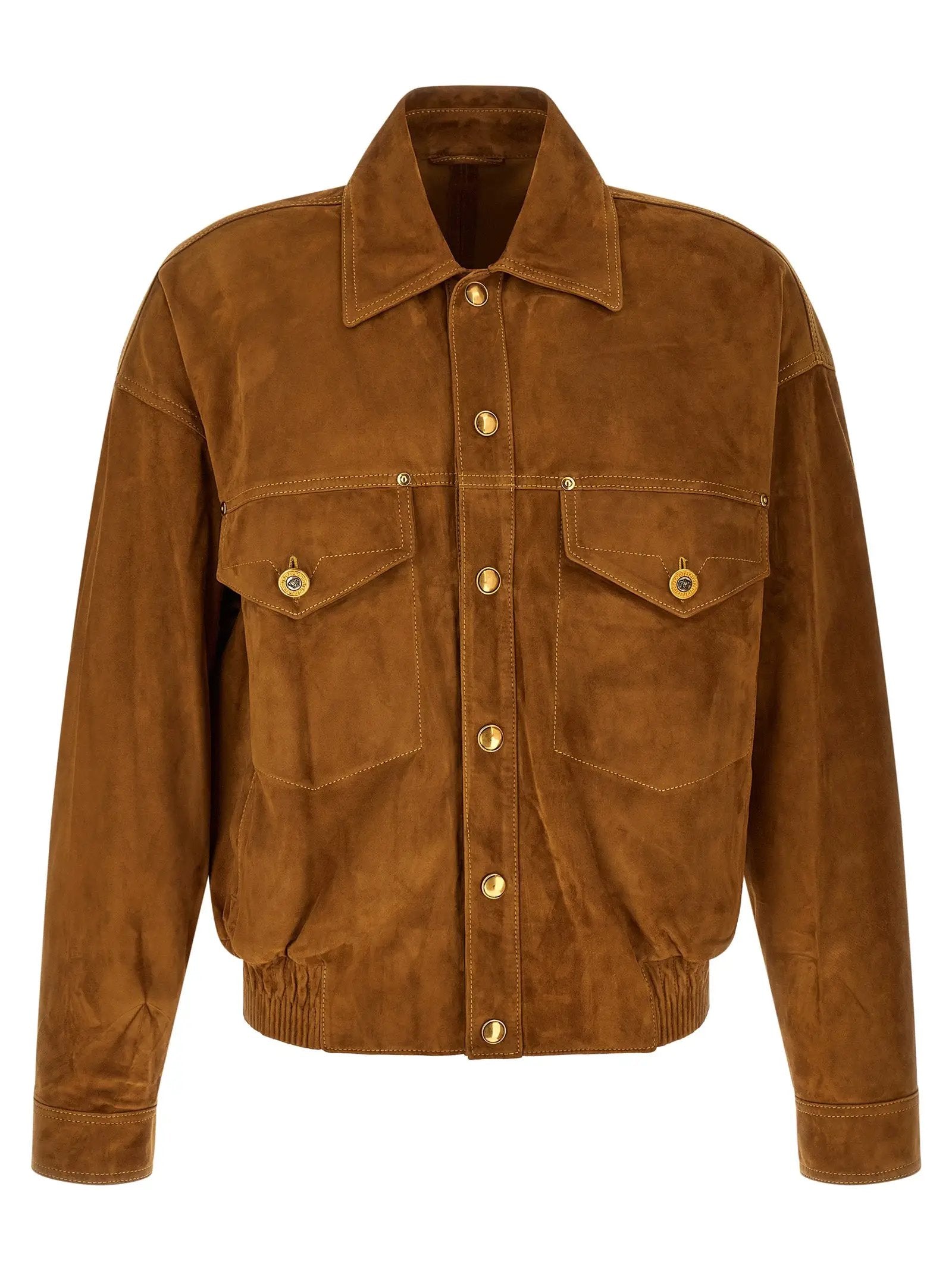 Versace Brown Lamb Leather Leather Jacket