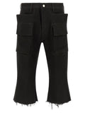 Rick Owens Black Cotton Cargo Pants