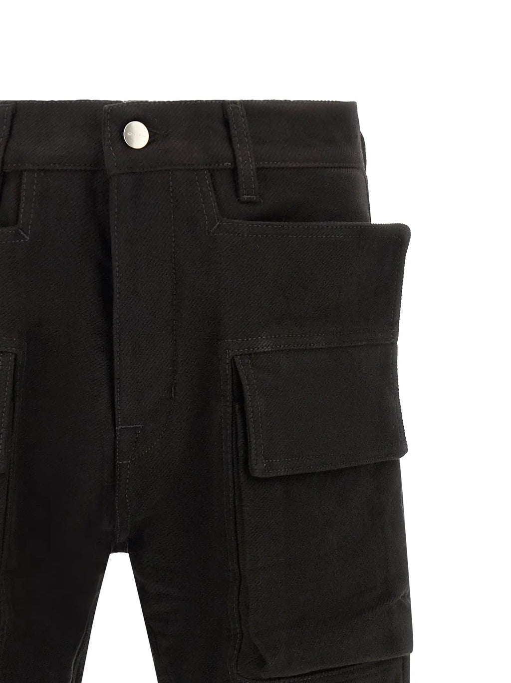 Rick Owens Black Cotton Cargo Pants