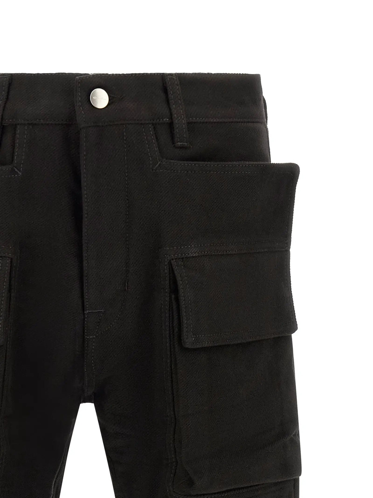Rick Owens Black Cotton Cargo Pants