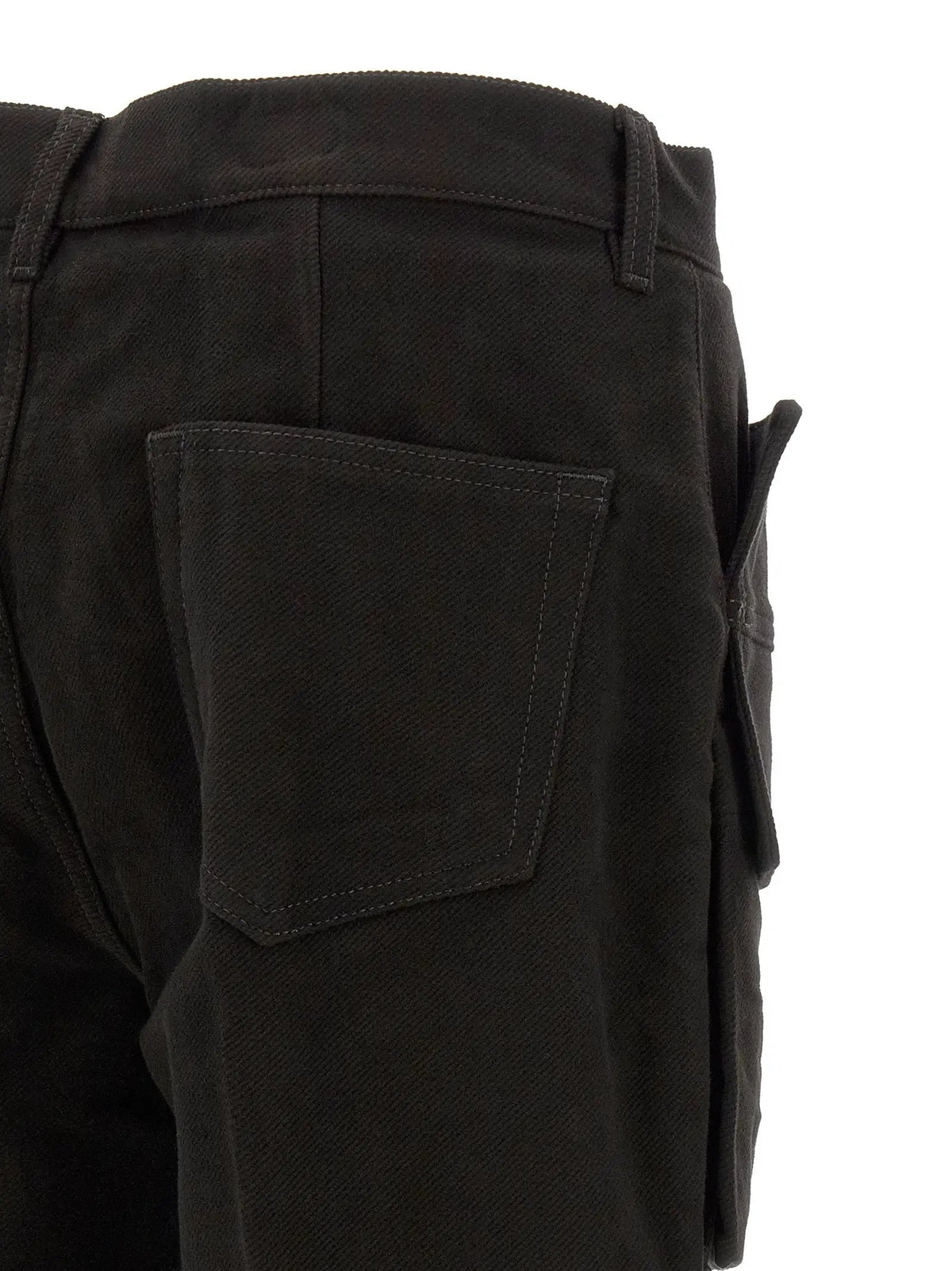 Rick Owens Black Cotton Cargo Pants
