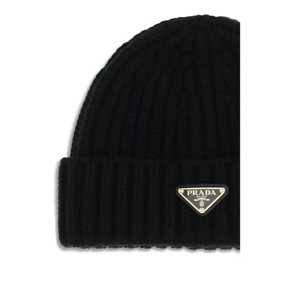 Prada Black Wool Oves Aries Beanie