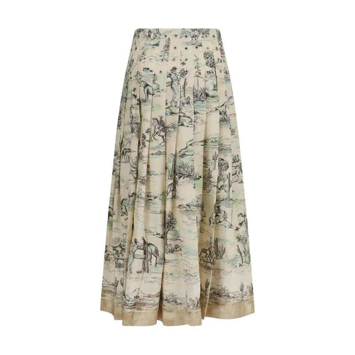 Alemais Beige Linen Midi Skirt