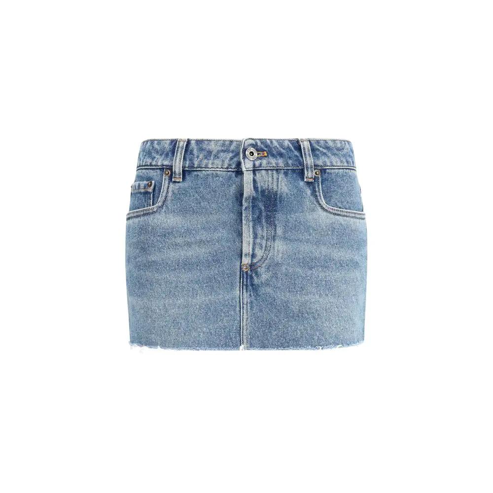 Miu Miu Blue Cotton Mini Skirt