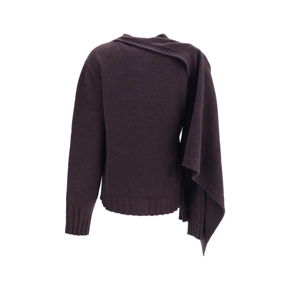 The Attico Brown Wool Oves Aries Cardigan