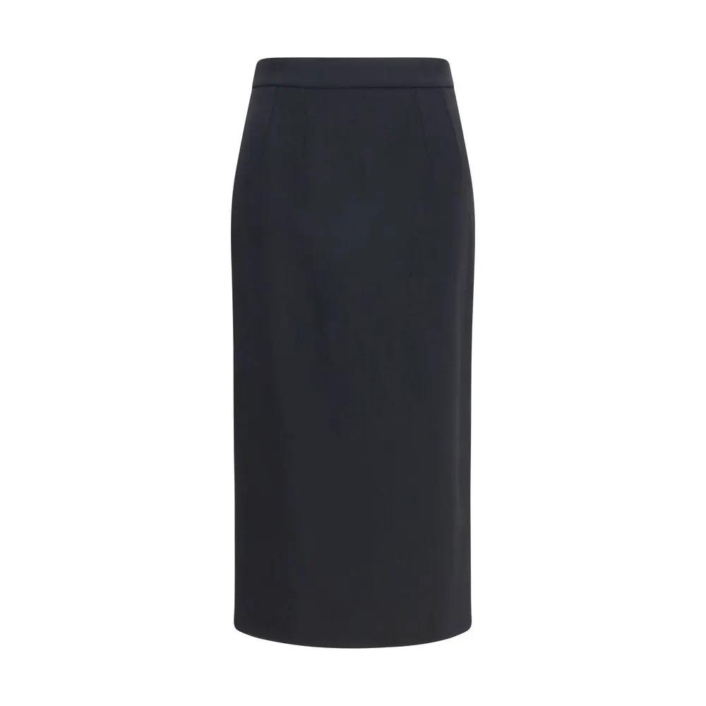 Dolce & Gabbana Black Wool Oves Aries Long Skirt
