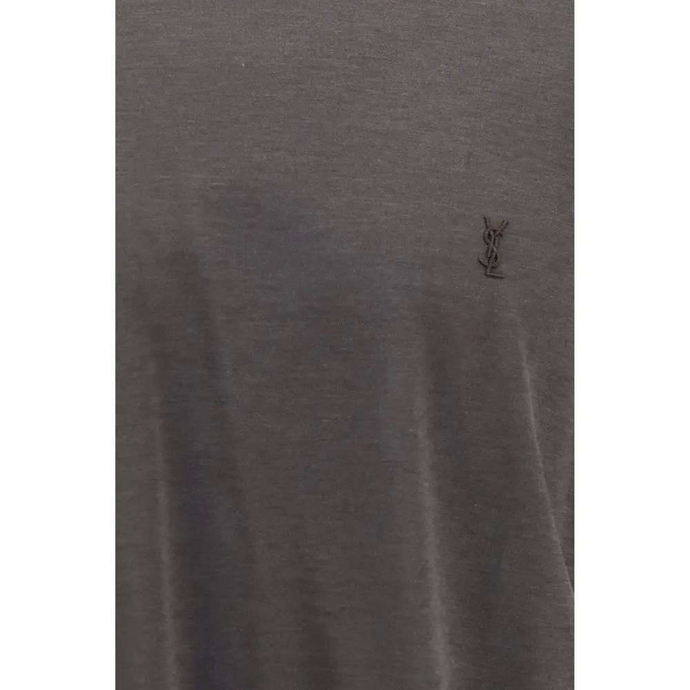 Saint Laurent Brown Silk T-Shirt