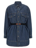 Versace Blue Cotton Short Dress