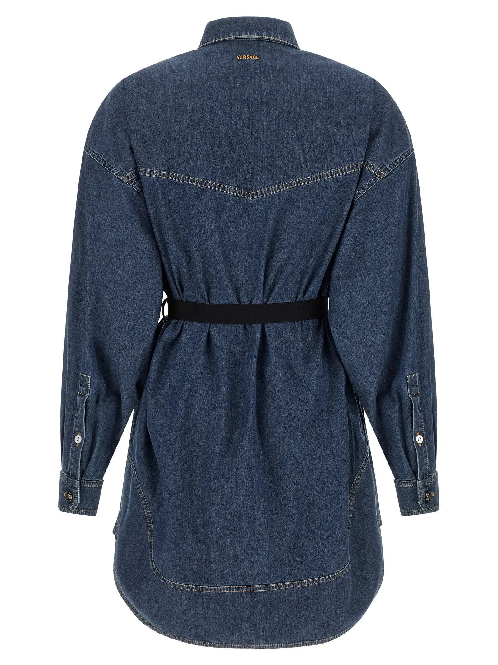 Versace Blue Cotton Short Dress