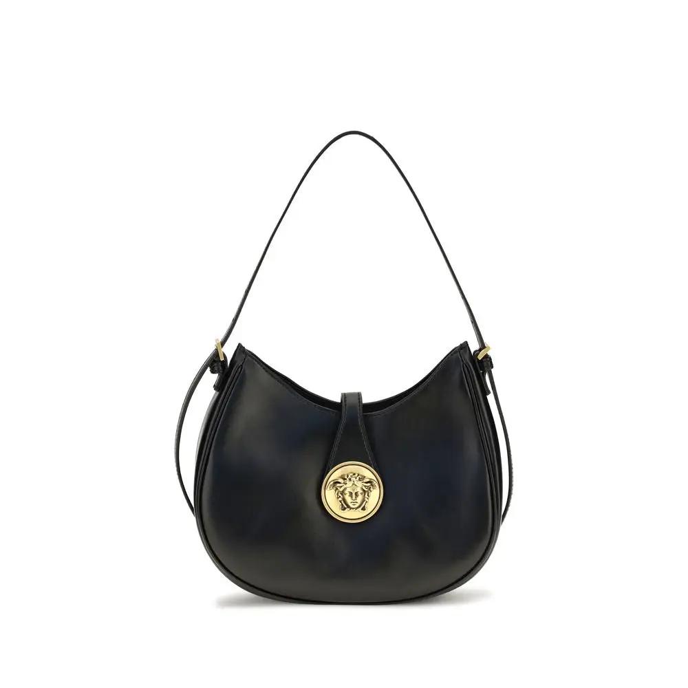 Versace Versace Black Calf Leather Bos Taurus Shoulder Bag