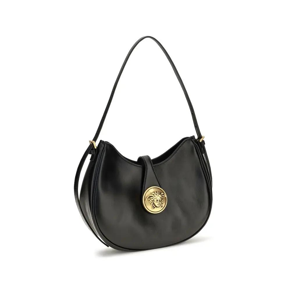 Versace Versace Black Calf Leather Bos Taurus Shoulder Bag