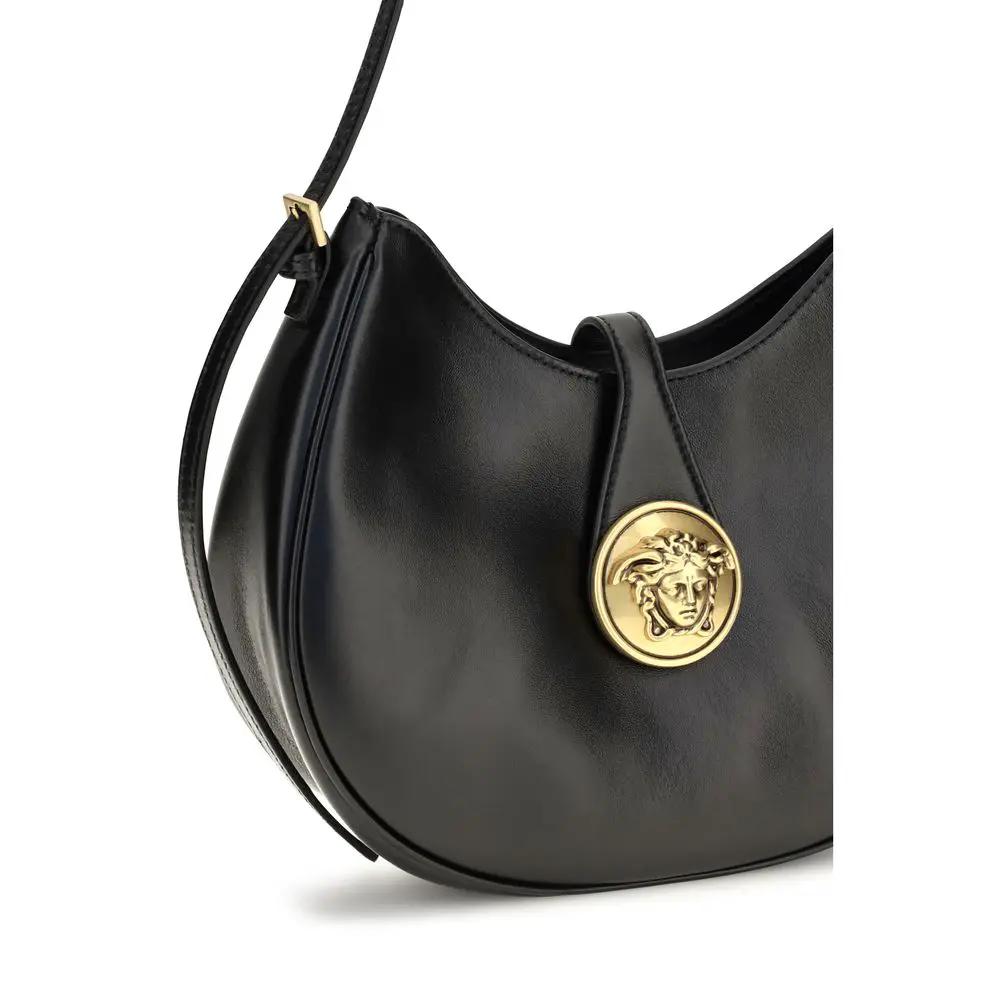 Versace Versace Black Calf Leather Bos Taurus Shoulder Bag