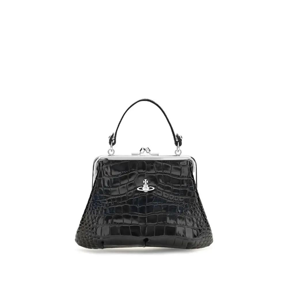 Vivienne Westwood Black Calf Leather Bos Taurus Shoulder Bag