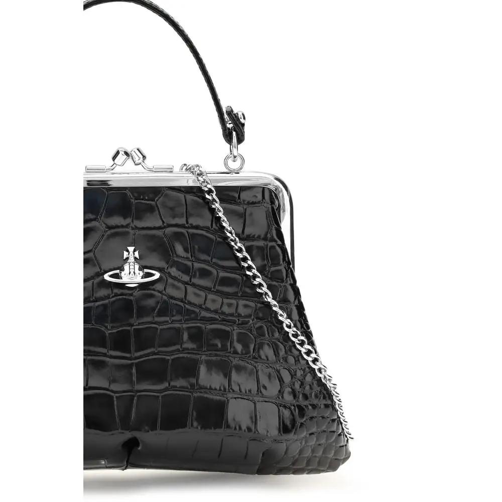 Vivienne Westwood Black Calf Leather Bos Taurus Shoulder Bag