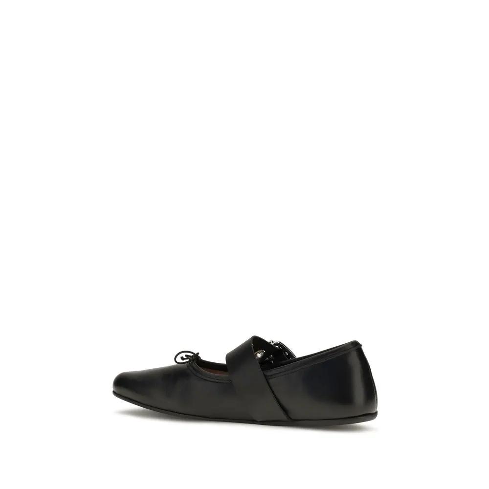 Vivienne Westwood Black Calf Leather Bos Taurus Ballet Flats