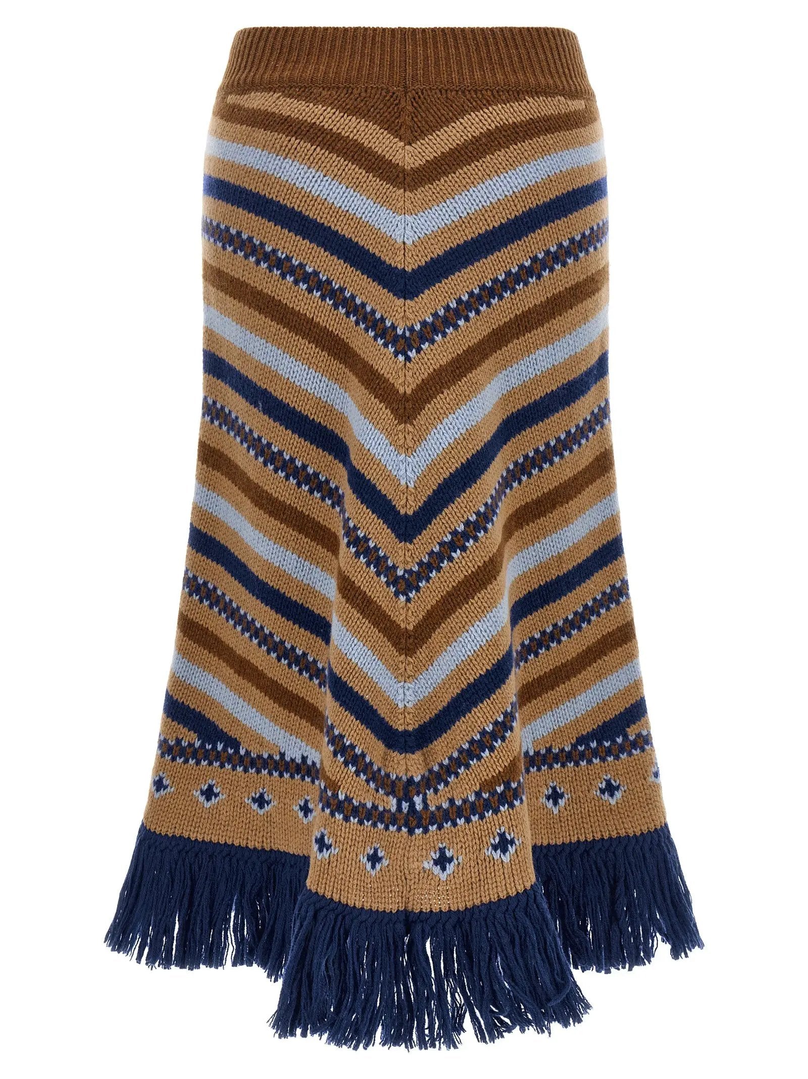 Alanui Multicolor Virgin Wool Midi Skirt
