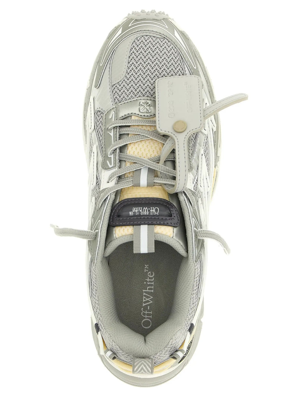 Off-White Silver Polyester Athletic Sneakers