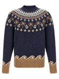 Alanui Blue Virgin Wool Cardigan