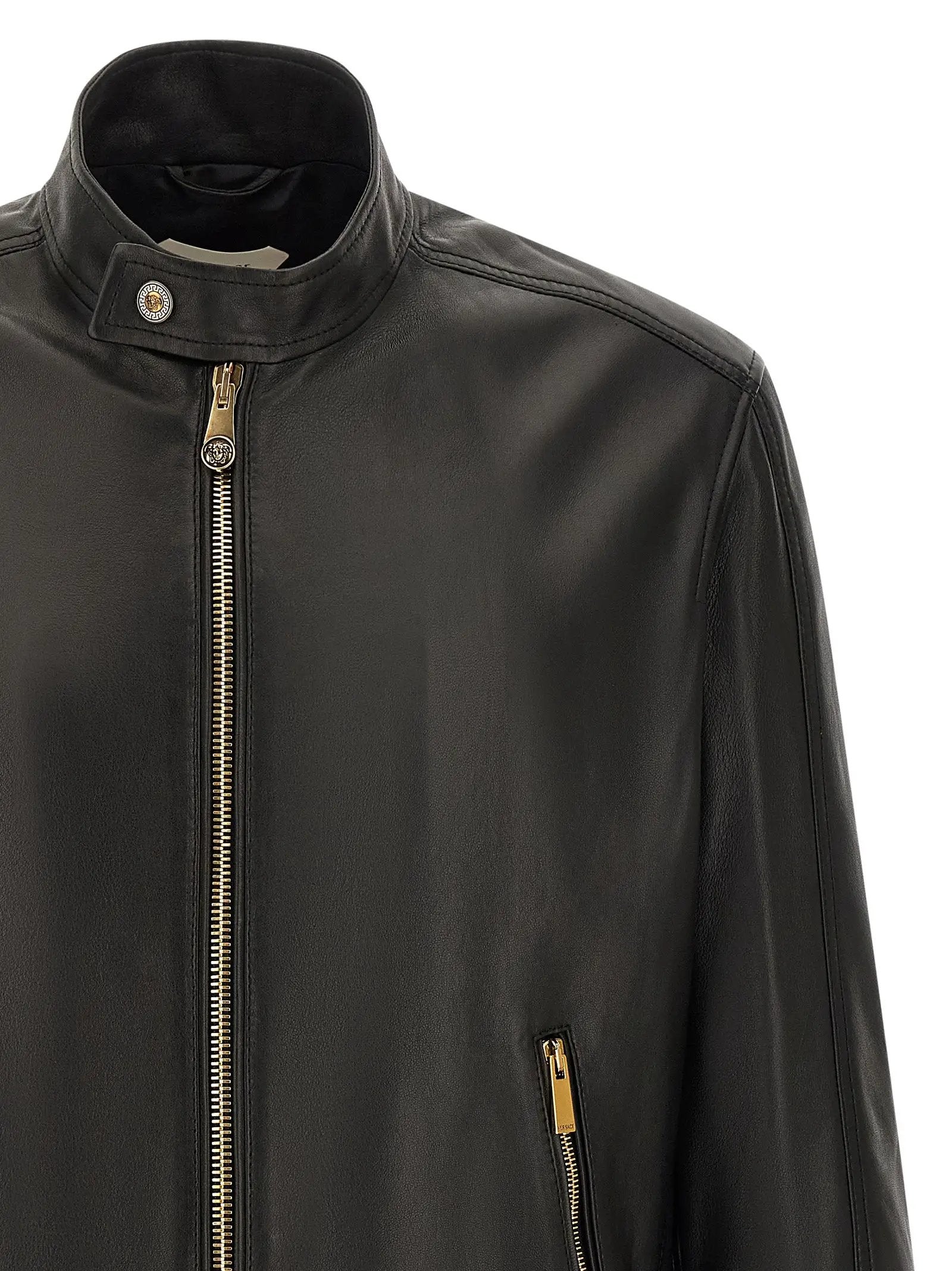 Versace Black Lamb Leather Leather Jacket