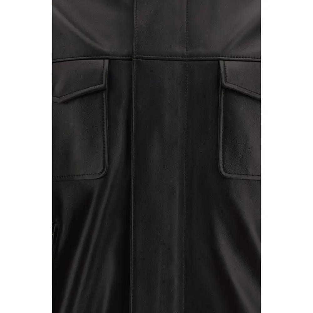 Dolce & Gabbana Brown Lamb Ovis Aries Aries Leather Jacket