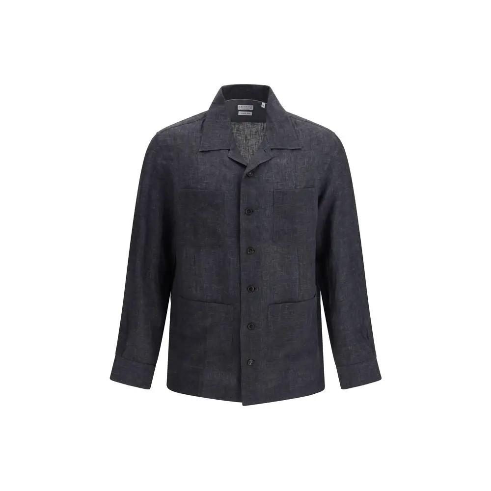 Brunello Cucinelli Brunello Cucinelli Gray Linen Dress Shirt