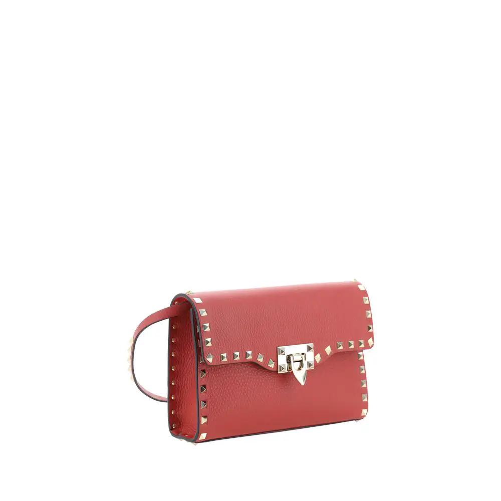 Valentino Garavani Red Calf Leather Bos Taurus Shoulder Bag