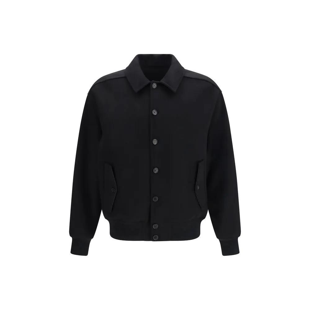 Ferragamo Black Wool Oves Aries Biker Jacket
