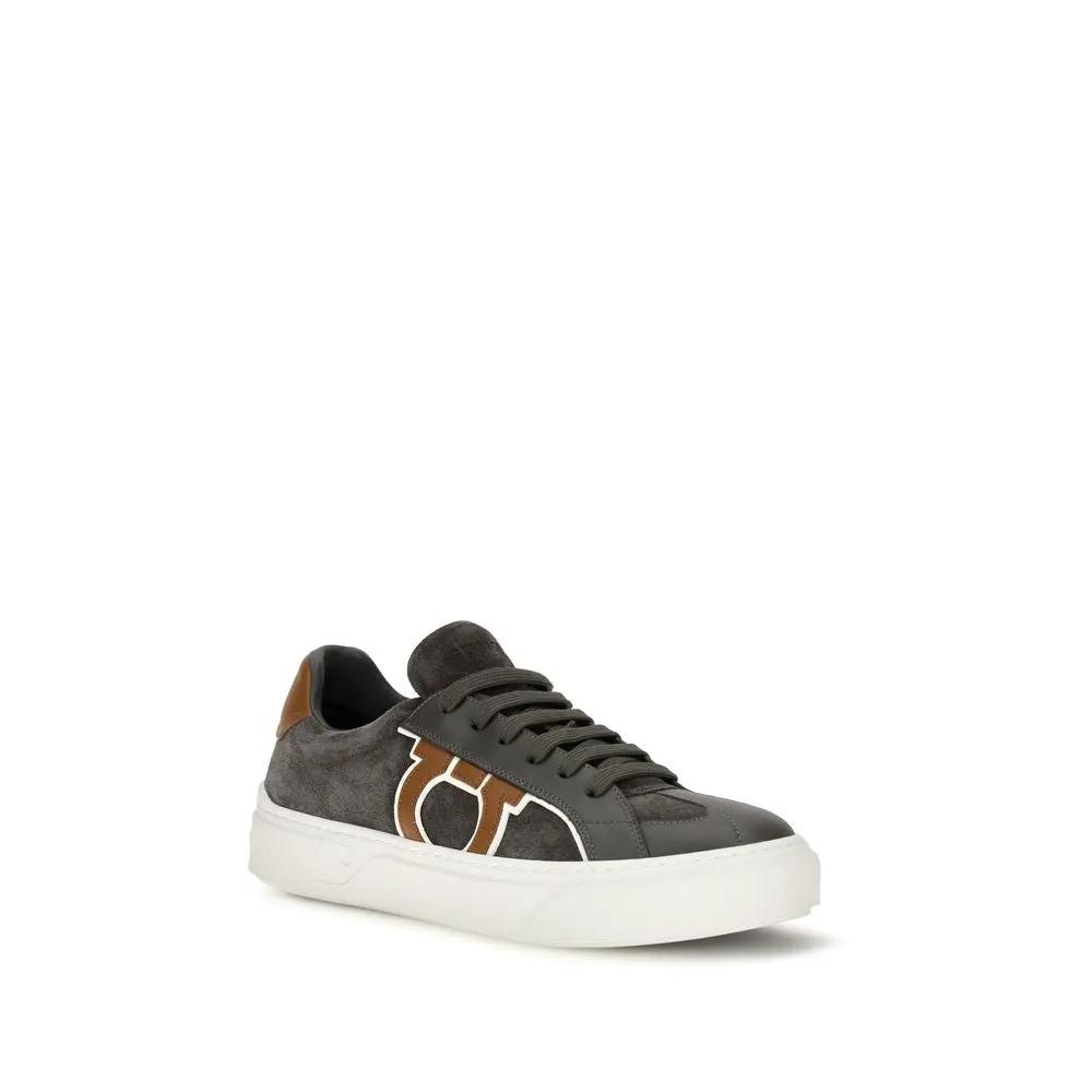 Ferragamo Ferragamo Gray Suede Leather Low Top Sneakers