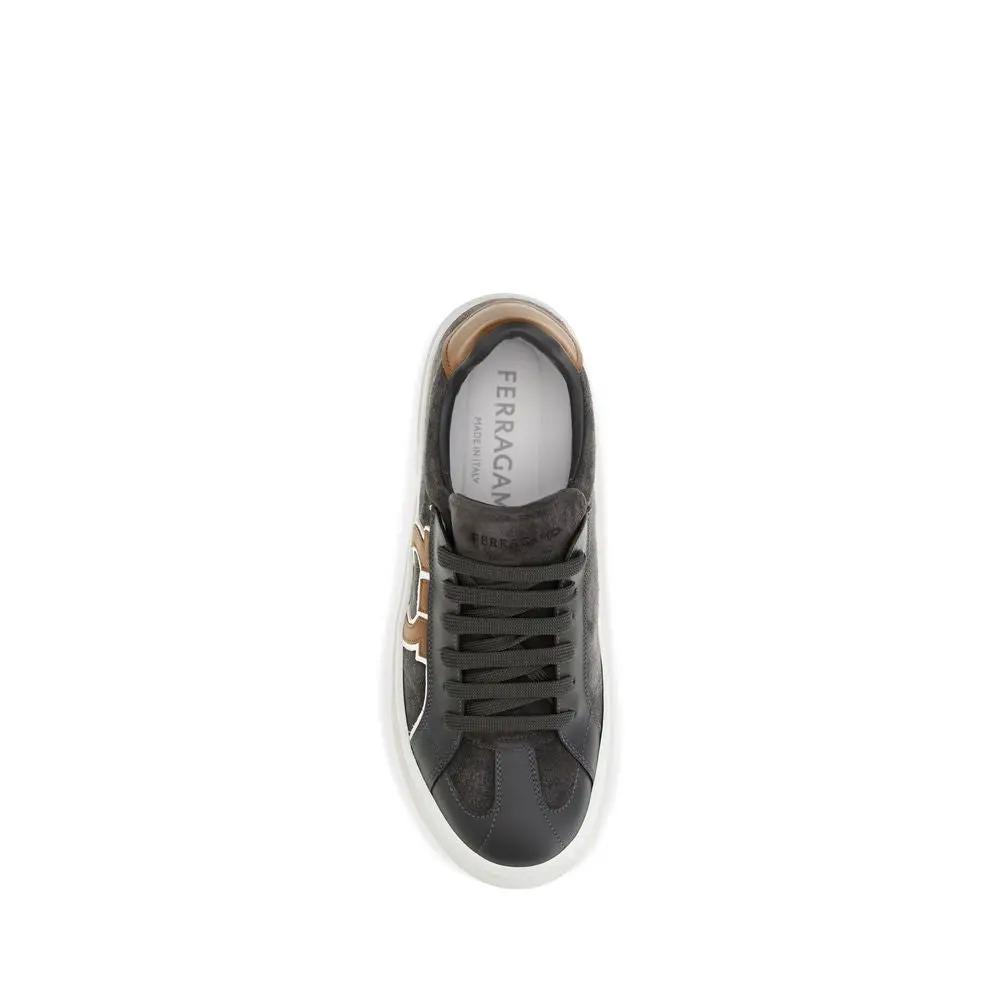Ferragamo Ferragamo Gray Suede Leather Low Top Sneakers