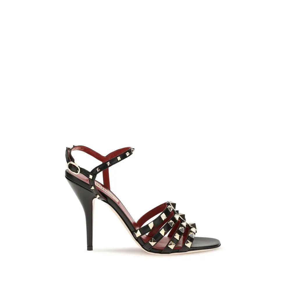 Valentino Garavani Valentino Garavani Black Goatskin Stiletto Heel Sandals