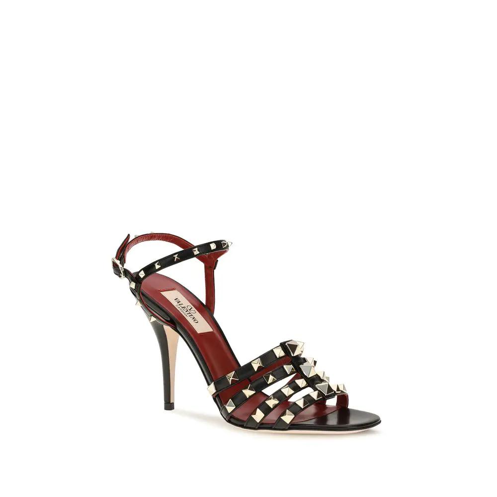 Valentino Garavani Valentino Garavani Black Goatskin Stiletto Heel Sandals