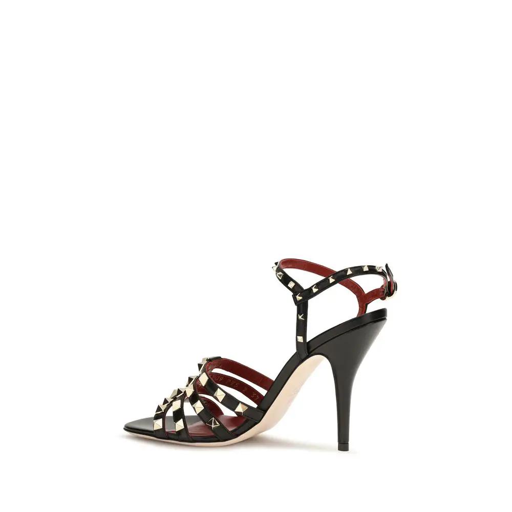 Sandales à talon aiguille en chèvre noir Valentino Garavani