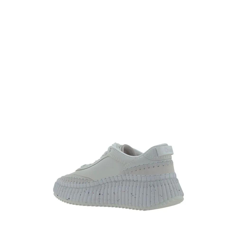 Chloé White Calf Leather Bos Taurus Platform Sneakers